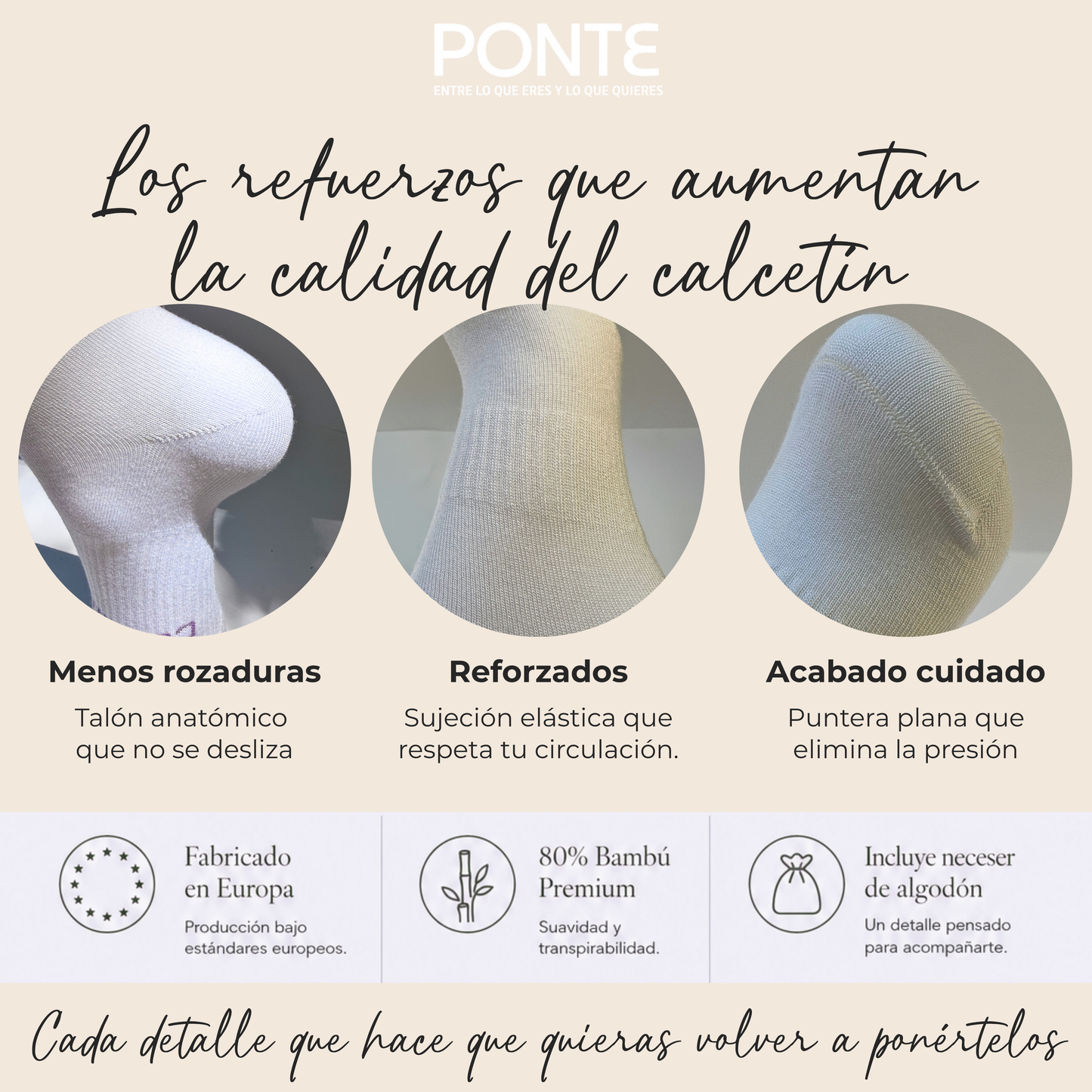 PONTE Calcetines de Bambú Premium para Mujer | Pack de 2 Pares con Neceser de Algodón
