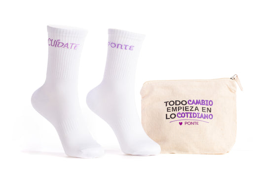 PONTE Calcetines de Bambú Premium para Mujer | Pack de 2 Pares con Neceser de Algodón